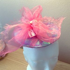 Pink blue saucer headpiece Parisian inspired